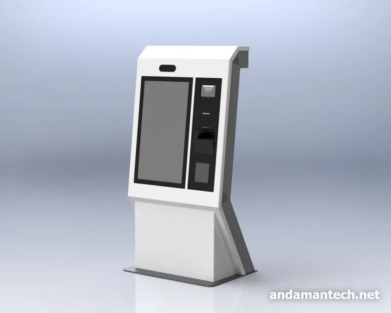 ภาพ 3 มิติด้านข้างของตู้ Kiosk 32 นิ้ว ใช้ตรวจรูปทรงและตำแหน่งอุปกรณ์